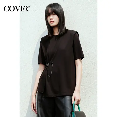 COVER夏季人棉混纺定制肩棉弹力针织衫商品大图