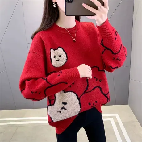 毛衣女款2023新款秋冬季加厚设计感小众时尚洋气针织打底衫上衣潮商品大图