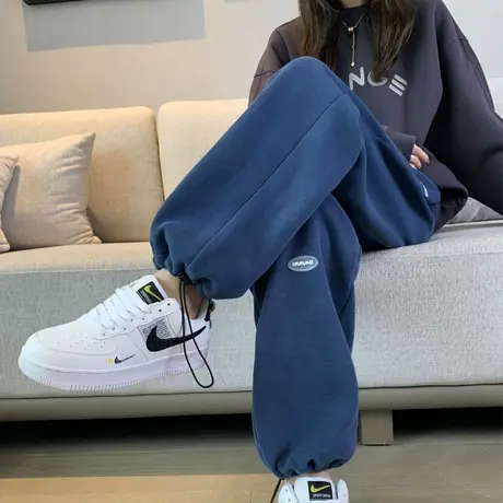 束脚卫裤女2023新款加厚加绒秋冬季裤子灯笼裤休闲运动裤女阔腿裤商品大图