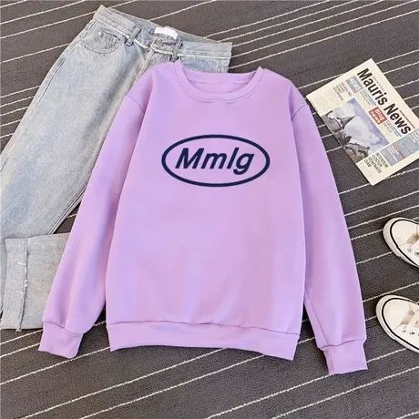 紫色卫衣女加绒宽松韩版新款2024年秋季加厚粉色vetiver女士秋冬商品大图