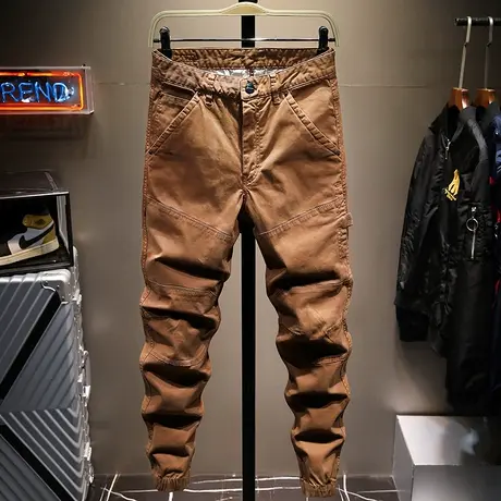 夏季新款简约百搭潮牌休闲裤男工装裤男生修身小脚休闲长裤子弹力商品大图