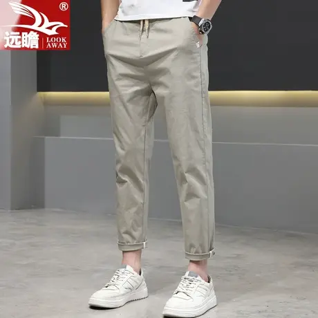 夏天休闲裤男夏季薄款直筒修身男裤2023新款纯棉运动九分裤子男士商品大图