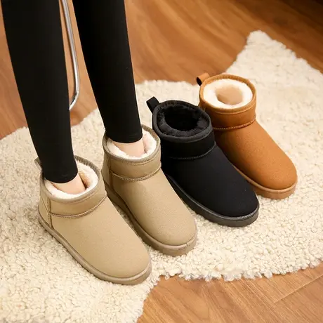 网红雪地靴女2024年新款冬季皮毛一体保暖加绒加厚短筒东北棉鞋子图片