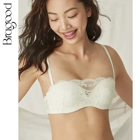 内衣女抹胸无肩带防走光半杯婚纱文胸聚拢布谷薄款蕾丝裹胸防滑图片