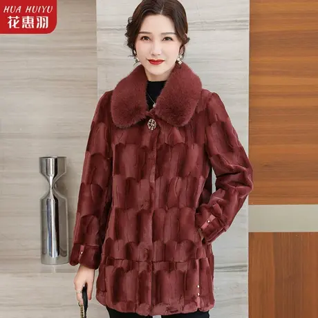 妈妈冬装金貂绒外套加绒加厚水貂绒大衣女中年洋气大码中老年女装商品大图