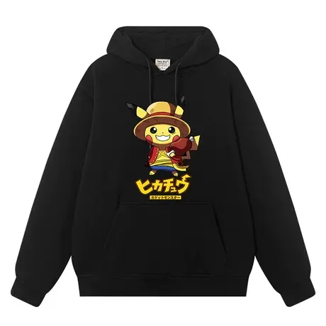 秀洛恶搞皮卡丘联名七龙珠孙悟空海贼路飞卫衣男女连帽外衣服加绒商品大图