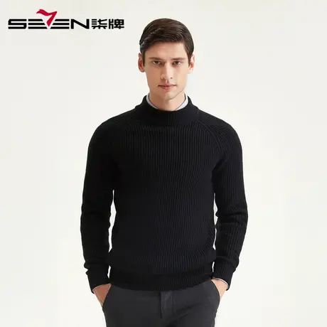 柒牌男装清仓秋冬商务休闲男士毛衫时尚圆领打底衫保暖长袖图片