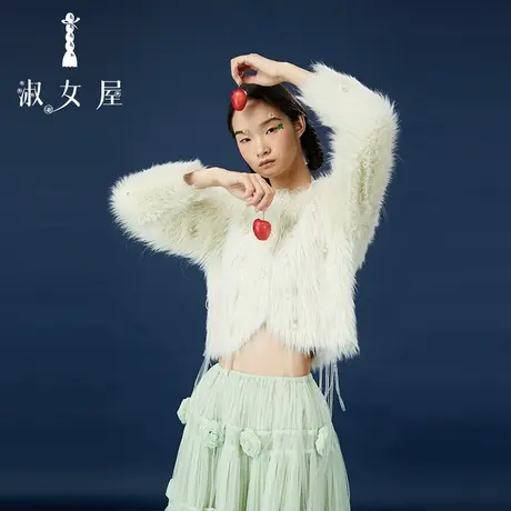 淑女屋官方旗舰店珍珠皮草毛衣图片