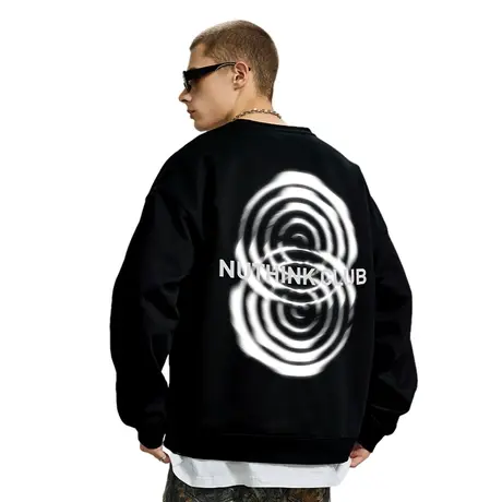 Nuthink美式套头潮牌大码加绒加厚直喷卫衣男潮国潮加肥加大上衣商品大图