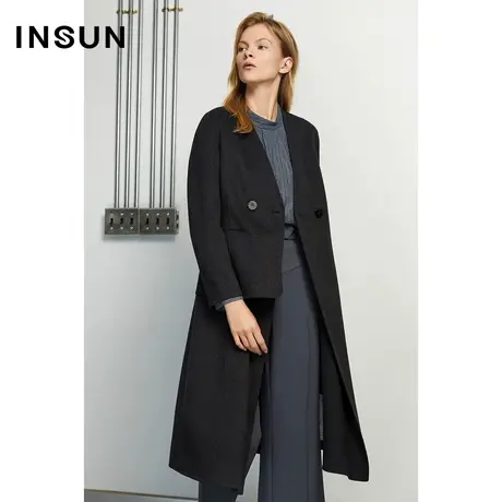 INSUN恩裳冬季纯羊毛挺括有型毛呢大衣商品大图