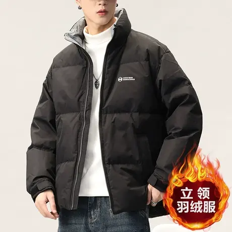 冬天男装美式潮牌防风保暖鸭绒立领面包服外套冬季男士加厚羽绒服图片