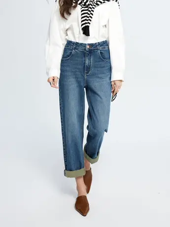 欧货磨白宽松牛仔阔腿裤2024春季新款显瘦百搭美式复古休闲老爹裤商品大图