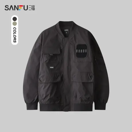 三福2024春季男士机能风飞行员夹克 街头潮流棒球领外套482373商品大图