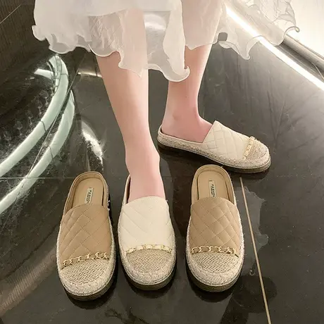 平底包头半拖女外穿2024年春秋季新款复古时尚休闲鞋小众轻便拖鞋商品大图