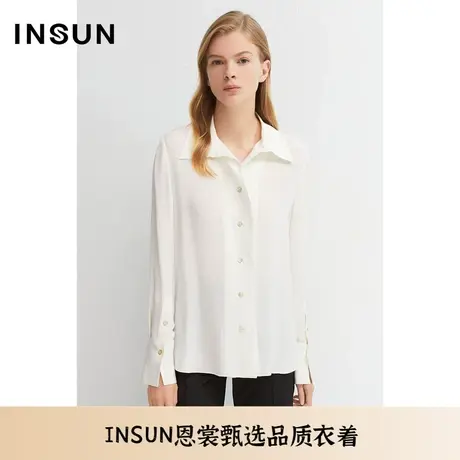 INSUN恩裳夏季袖口前开设计垂感百搭衬衫图片