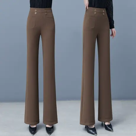 微喇叭裤女高腰显瘦修身薄款裤2024春秋新款时尚百搭休闲裤微喇裤商品大图