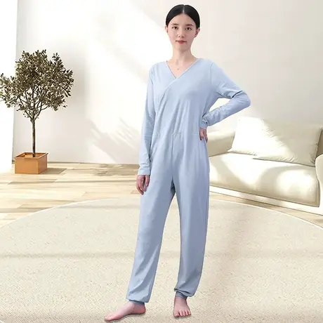 成人连体睡衣宽松不勒腰一体式防踢被收脚无拉链春秋商品大图