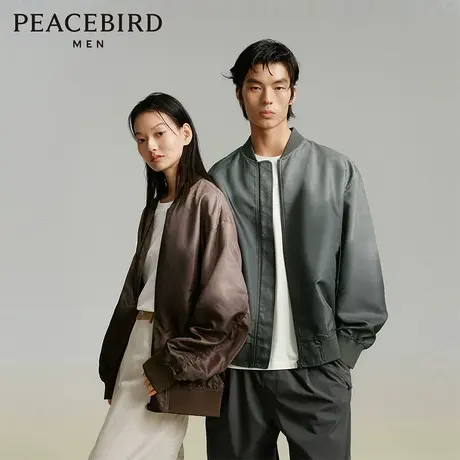 【蜜蜂欢乐社直播间】太平鸟男装渐变棒球服春季宽松夹克外套图片