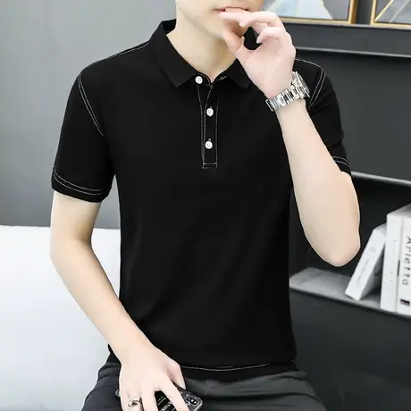 2023新款短袖polo衫潮牌潮流保罗翻领t恤男夏季冰丝凉感有领半袖商品大图