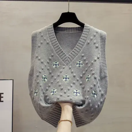 v领针织马甲背心女2023秋装新款宽松外穿马夹叠穿外搭毛衣坎肩潮图片