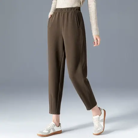 秋冬宽松休闲裤女2023新款加绒女裤妈妈裤子老爹萝卜裤九分哈伦裤商品大图