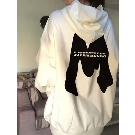 美式hiphop高街连帽卫衣女秋冬加绒小众设计感宽松慵懒风外套上衣商品大图