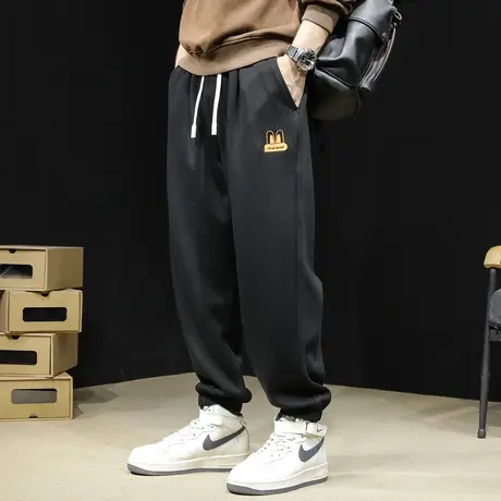 运动裤男士春秋款宽松大码潮牌黑色裤子休闲束脚卫裤秋季新款男裤商品大图