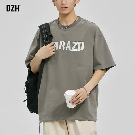 男士短袖夏季圆领宽松T恤男生潮流百搭休闲男款上衣2023新款体恤商品大图