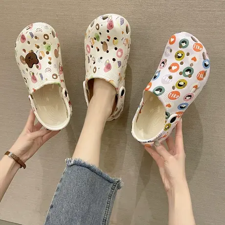 2023年新款可爱洞洞鞋女夏ins潮包头外穿防滑护士时尚沙滩凉拖鞋商品大图