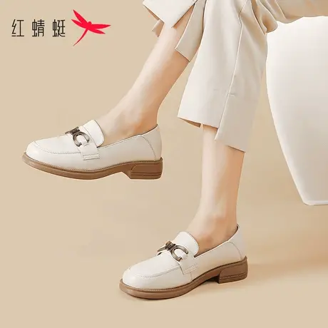 红蜻蜓乐福鞋软底皮鞋女2023新款秋季真皮女鞋舒适低跟一脚蹬单鞋商品大图