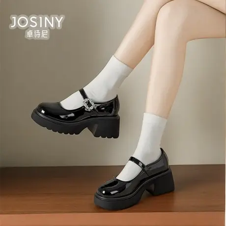 卓诗尼单鞋女2024新款春款女鞋玛丽珍一字扣商场同款491A10921商品大图