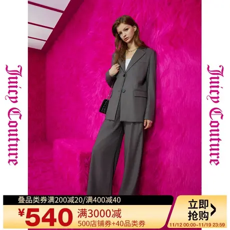 Juicy Couture橘滋23初秋冬新款气质通勤logo绣调节扣袢女休闲裤商品大图