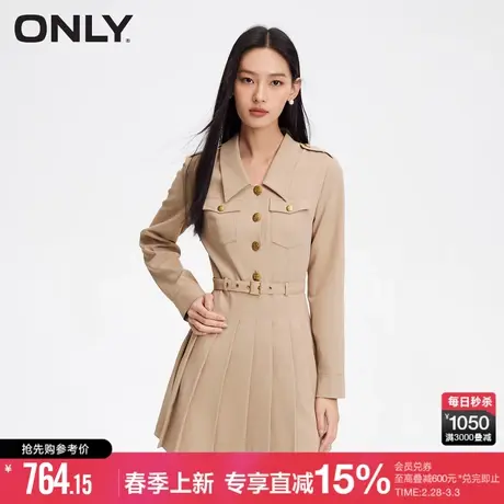 ONLY2024春季新款通勤风简约百搭纯色A字短款连衣裙女|124107034图片