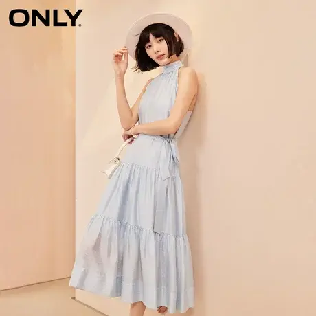 ONLY2024夏季新款设计感淑女风暗纹A字中长款连衣裙女|124207006图片