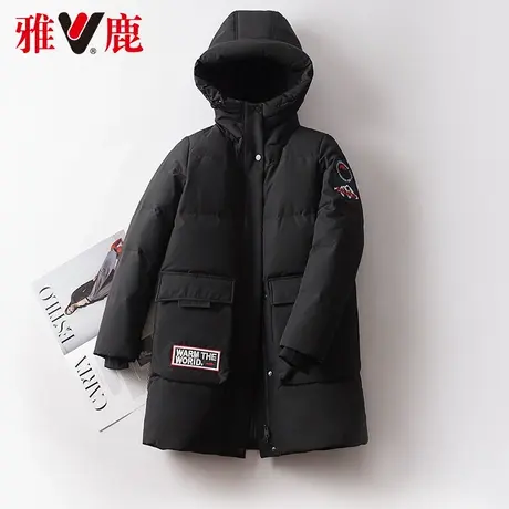 雅鹿羽绒服女短款小个子2022冬季新款时尚休闲连帽保暖宽松外套潮商品大图
