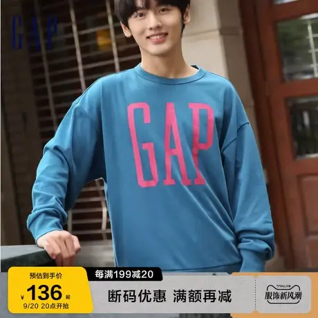 【断码优惠】Gap男女装LOGO美式复古卫衣877466秋季情侣运动上衣图片
