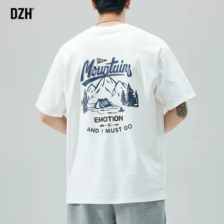 男士重磅短袖t恤男夏季薄美式潮流印花纯棉潮牌半袖体恤衣服男装商品大图