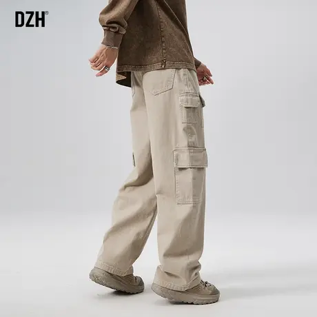 男士卡其色工装裤男直筒宽松休闲纯棉裤子美式高街2023新款伐木裤商品大图