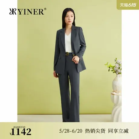 YINER音儿女装春季法式优雅廓形收腰职场休闲西装外套图片