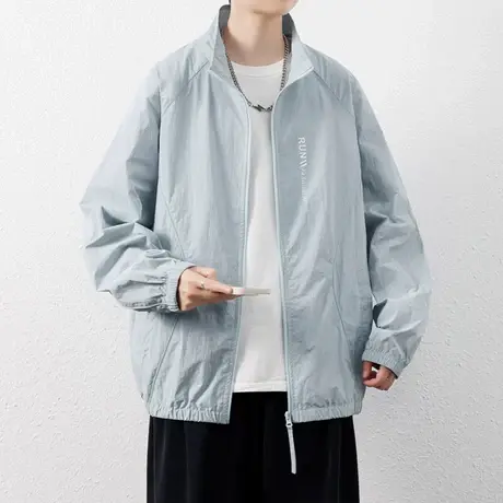 青少年男装休闲运动防晒服外套男士夏装薄款冰丝夹克立领户外防晒商品大图