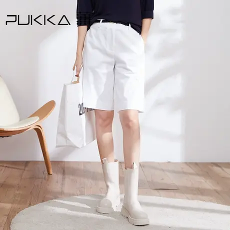 蒲PUKKA白色阔腿裤女2023夏季新款宽松原创设计休闲西装短裤子图片