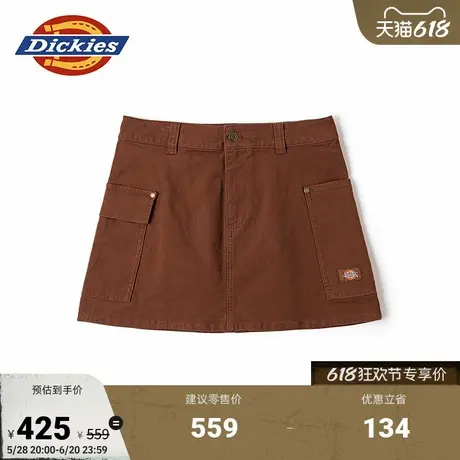 Dickies25春夏新款 休闲版型女式帆布短裙 成衣染色带盖口袋设计图片