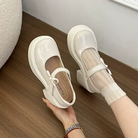 法式复古玛丽珍鞋女2025新款夏季高级百搭粗跟小皮鞋气质通勤单鞋图片