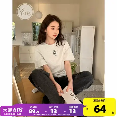 yoe短袖t恤女2025年夏季新款复古美式小众纯棉夏装上衣小个子女装商品大图