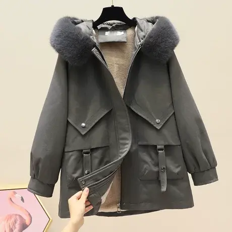 派克服加绒加厚棉衣女冬季2023韩版宽松短款棉服工装棉袄休闲外套图片