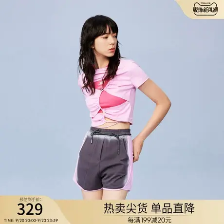 RIENYRE休闲裤女2023新款夏季薄款裤子日系慵懒坠感直筒宽松短裤商品大图