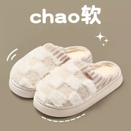 毛毛棉拖鞋女士秋冬季室内家居2023新款防滑保暖厚底毛绒棉拖家用商品大图