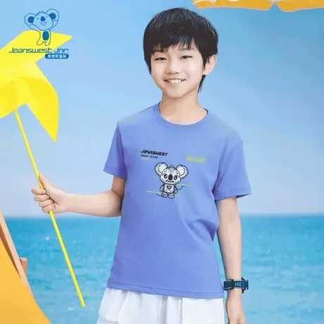 XK真维斯童2025夏季新款男女童同款圆领短袖T恤印花上衣商品大图