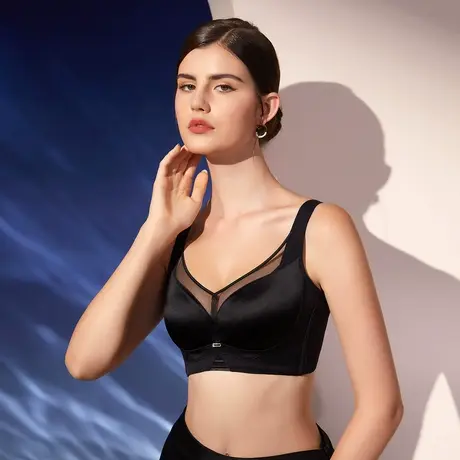 Shaply/莎莲妮大胸显小内衣女大码薄款透气蕾丝防走光收副乳文胸商品大图