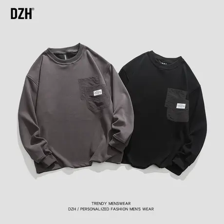 男士圆领卫衣男秋季2023新款长袖上衣春秋款外套潮牌男装宽松内搭图片